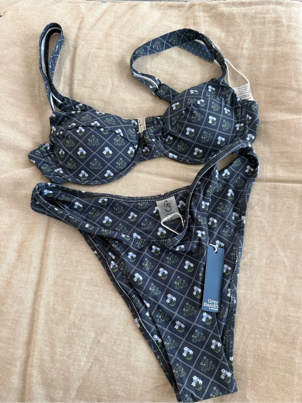 Grey Bandit Navy Floral Underwire Bikini Set